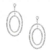 Diamante Oval Ring Drop Earring