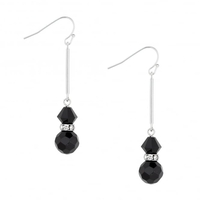 Double Jet Facet Bead Drop Earring