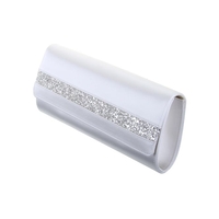 Emmy Glitter Panel Ivory Satin Clutch Bag