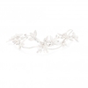 Gloria Silver Plated Cross Over Brushed Leaf And Pearl Hair Vine