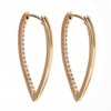 Gold Polished And Crystal Marquise Shaped Hoop