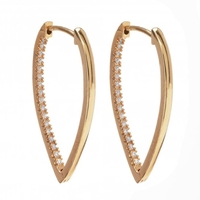 Gold Polished And Crystal Marquise Shaped Hoop