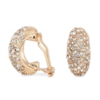 Gold And Crystal Half Hoop Clip On Earring