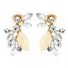 Gold Blossom Crystal Freshwater Pearl Drop Earring