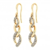 Gold Crystal Pave And Polish Chain Link Drop Earrings