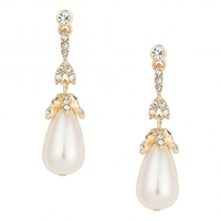 Gold Crystal Spike And Pearl Drop Earring