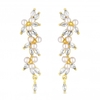 Gold Cubic Zirconia Pearl Crystal Vine Pear Drop Earrings