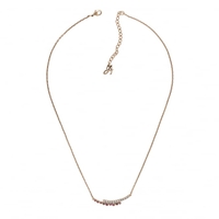 Gold Curved Bar White / Pink Necklace Created With Swarovski Crystals
