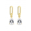 Gold Pear Cut Link Drop Earrings