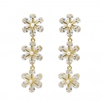 Gold Plate Cubic Zirconia Floral Drop Earring