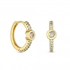 Gold Plated & Cubic Zirconia Moon Stone Huggie Earrings