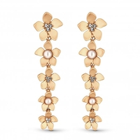 Gold Plated 5 Drop Flower and Pearl Drop Earrings