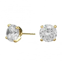 Gold Plated 8mm Cubic Zirconia Round Stud Earring