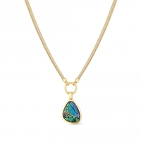Gold Plated Abalone Organic Short Pendant Necklace