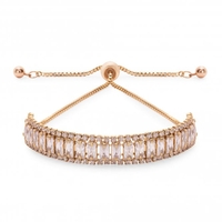 Gold Plated Baguette Cut Crystal Statement Toggle Bracelet