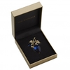 Gold Plated Blue Crystal Flower Brooch - Gift Boxed