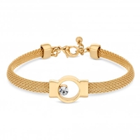 Gold Plated Clear Mesh Open Crystal Stone Bracelet