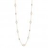 Gold Plated Clear Crystal Sparkle Encased Long Multi-Row Necklace