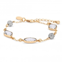 Gold Plated Clear Crystal Sparkle Encased Toggle Bracelet