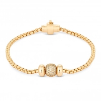 Gold Plated Clear Cubic Zirconia Magnetic Clasp Pave Ball Bracelet