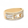 Gold Plated Clear Cubic Zirconia Navette Sized Ring