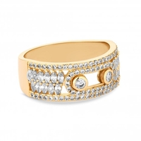 Gold Plated Clear Cubic Zirconia Navette Sized Ring