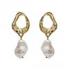Gold Plated Cream Pearl Drop Earrings
