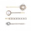 Gold Plated Cream Pearl Hair Slides - Pack of 4