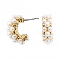 Gold Plated Cream Pearl Mini Hoop Earrings