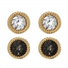 Gold Plated Crystal And Black Diamond Stud Earrings