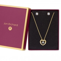 Gold Plated Crystal Dancing Heart Cubic Zirconia Set - Gift Boxed