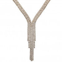 Gold Plated Crystal Diamante Lariat Necklace