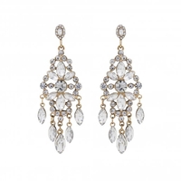 Gold Plated Crystal Droplet Chandelier Drop Earrings