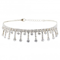 Gold Plated Crystal Droplet Choker Necklace