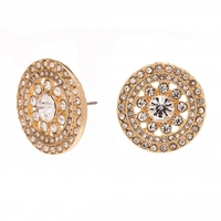 Gold Plated Crystal Floral Round Stud Earring
