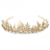 Gold Plated Crystal Florence Leaf And Crystal Tiara