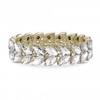 Gold Plated Crystal Leaf Stretch Bracelet