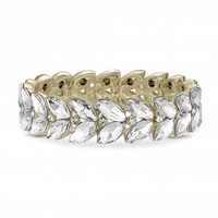 Gold Plated Crystal Leaf Stretch Bracelet