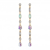 Gold Plated Crystal Mixed Stone Linear Drop Earring