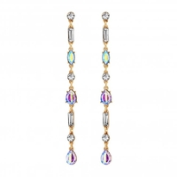 Gold Plated Crystal Mixed Stone Linear Drop Earring