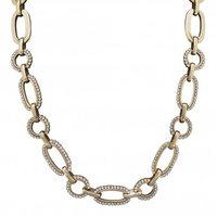 Gold Plated Crystal Pave Chain Necklace