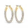 Gold Plated Crystal Pave Hoop Earrings