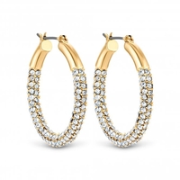 Gold Plated Crystal Pave Hoop Earrings
