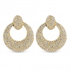Gold Plated Crystal Pave Round Doorknocker Earrings