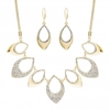 Gold Plated Crystal Pave Shape Necklace And Earring Set