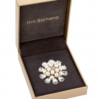 Gold Plated Crystal Pearl Brooch - Gift Boxed