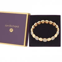 Gold Plated Crystal Round Stretch Bracelet - Gift Boxed