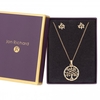 Gold Plated Crystal Tree Of Life Set - Gift Boxed