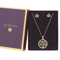 Gold Plated Crystal Tree Of Life Set - Gift Boxed