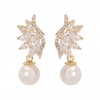 Gold Plated Cubic Zirconia Angel Wing Pearl Drop Earring